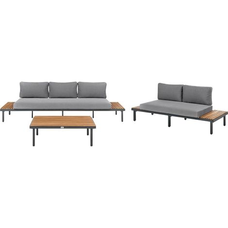 Lounge Set mit Tisch 5-Sitzer FIVIZZANO Akazienholz Dunkelgrau (1/5)