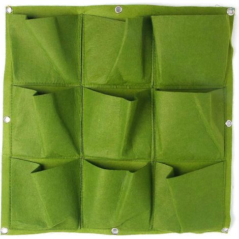 Jardinière murale verticale à 9 poches pour balcon ou terrasse, idéale pour l'extérieur. (1/5)