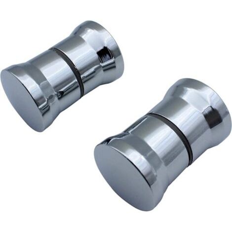 Poignée de porte de douche, 2 paires de poignées de porte rondes chromées en verre, poignées de tirage, pièces détachées pour cabine de douche, paroi de douche-AquaForge (1/5)