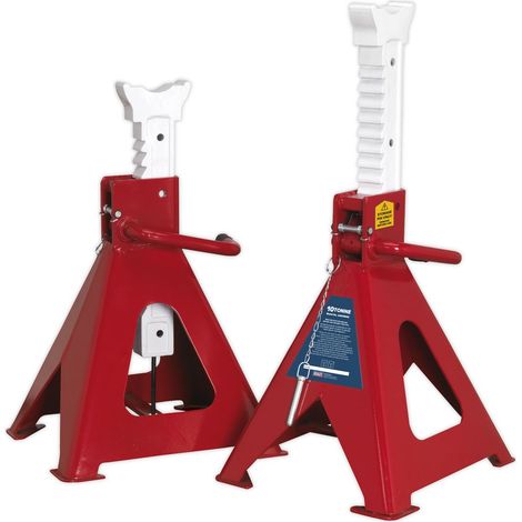 Sealey Axle Stands (Pair) 10 Tonne Capacity per Stand Auto Rise Ratchet AAS10000