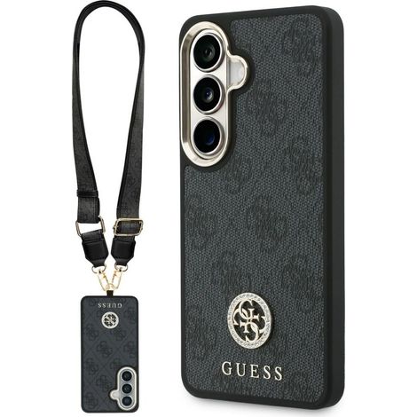 Set Guess 4G con cinturino triangolare con strass e custodia MagSafe + cordino per Samsung Galaxy S26 nero (1/5)