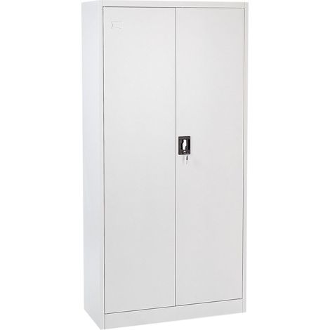 Beliani – Armoire de bureau industrielle en acier blanc – 2 portes verrouillables – 5 étagères réglables – Dimensions 184x90x40 cm (1/5)