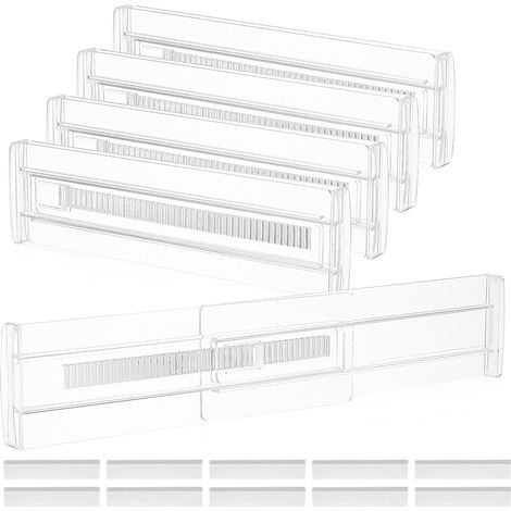 5 Pièces Séparateurs de Tiroirs, Organisateur de Tiroir Transparent Réglable, Vetement Rangement Tiroir pour Cuisine Commodes Salle de Bain(28-50cm) (1/5)