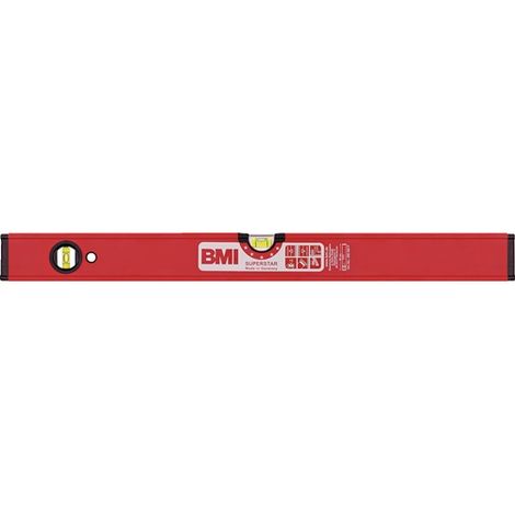 BMI Wasserwaage SUPERSTAR 200cm Alu.rot ± 0,5 mm/m m.Magnet - 696200 PMS (1/4)