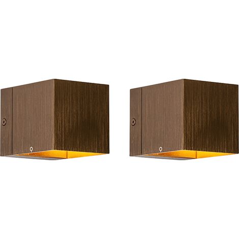 QAZQA Moderno Set de 2 lámparas de pared inteligentes color bronce oscuro 8 cm con Wifi G9 - Transfer Aluminio Cuadrada Adecuado para LED Max. 1 x 2.5 Watt