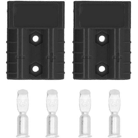 Connecteur batterie 50A 2 pièces, kit fiche rapide déconnectable pour câblage 6AWG 600V, léger, noir, connectique électrique robuste. (1/5)