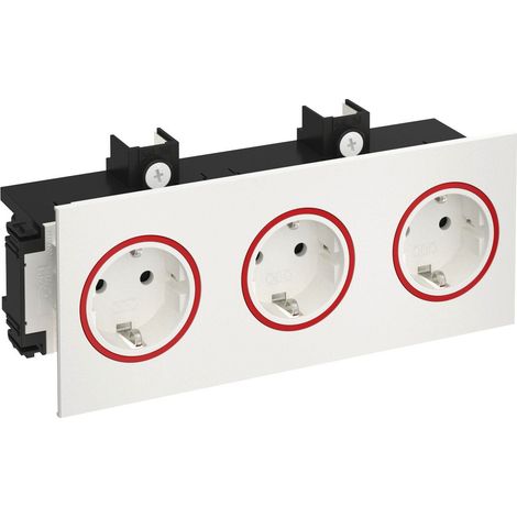OBO Bettermann Base de enchufe SIGNA IN 3 veces RAL9010/rojo 206x82x71 blanco puro RAL 9010, 6121036
