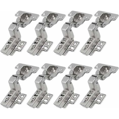 KZQ – Charnières à 110 degrés rentrantes 35mm – Acier nickelé – 8 pièces pour portes de placard et meubles de cuisine – Installation rapide - Applique-8pcs (1/5)