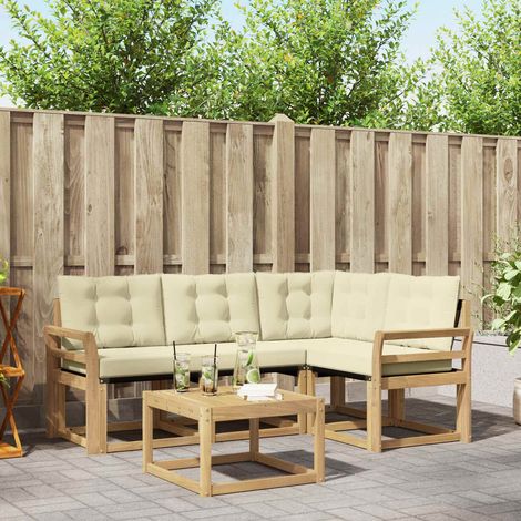 vidaXL Outdoor Sofa Set with Cushion 5 pcs White and Cream