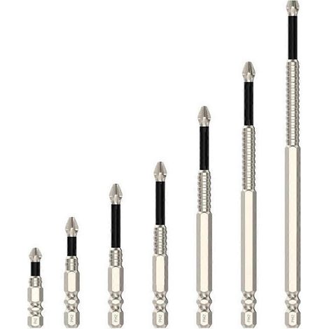 Jeu d'embouts de vissage à percussion PH2 antidérapants amélioré avec tournevis magnétique Phillips, embouts antidérapants de 25 à 150 mm (1/5)