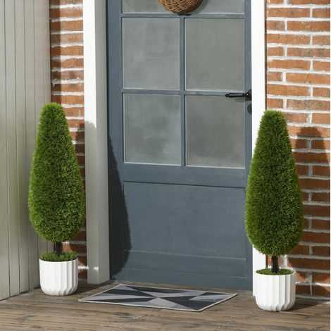 Planta artificial ciprés 2 piezas 90 cm de plástico con maceta y musgo OKMYHOME (1/5)