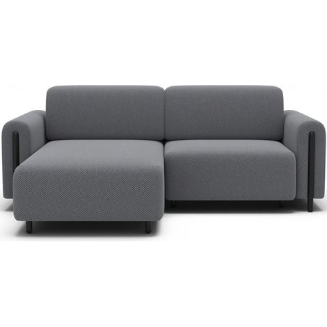 Canapé d'angle convertible ARVESSA gris clair – Angle gauche avec coffre (1/5)