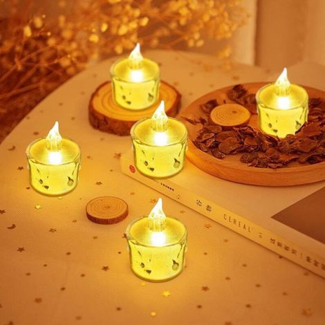 Bougie Chauffe-Plat LED - Sans Flamme - Piles AG10 - 3,8 x 5,1 cm - Décoration Intérieure Fête Mariage Anniversaire - Lot de 24 (1/5)