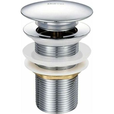 Bonde de lavabo pop-up sans trop-plein – Laiton chromé G 1-1/4 – Mécanisme push open – Hauteur 78 mm – Diamètre clapet 66 mm (1/5)