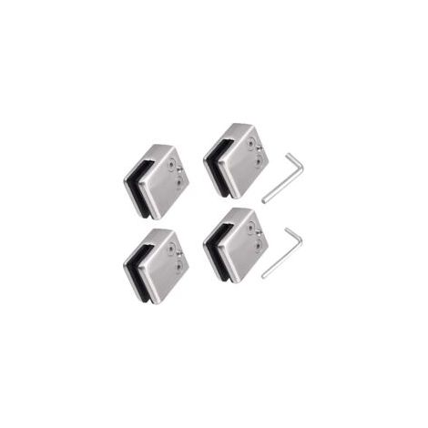 Set di 4 morsetti per vetro in acciaio inox 304 con 2 chiavi esagonali - Adatti per lastre di vetro da 8-10 mm - Supporto per vetro regolabile - Parte posteriore piatta per ringhiere e corrimano lucid