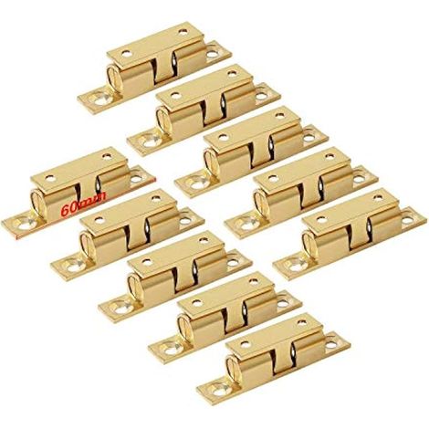 Laiton Double Loqueteau à Billes 60mm Rouleau Loquetaux Fermeture pour Placard Meubles Porte Armoire Loquet Serrure de Portiere (10 Pcs) (1/5)
