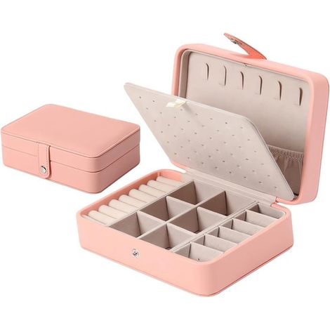 Petite boîte à bijoux – Double couche – Minimaliste – Voyage – Boucles d'oreilles et bagues (1/5)