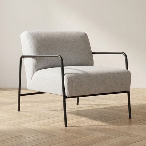 Modern Sessel Eti-grauer Stoff – schwarzer Rahmen