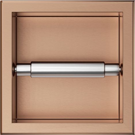 Balneo Porte-papier toilette encastrable 17,3x17,3x8,7cm, acier inoxydable, finition cuivre, WALL-BOX PAPER 1