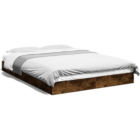 Cadre de lit chêne fumé 140x200 bois d'ingénierie (1/5)