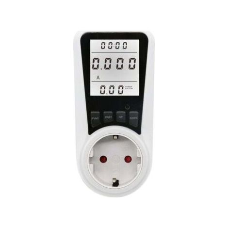 Prise de wattmètre de compteur d'énergie blanche, XU, Prise de compteur d'énergie à 7 modes, écran LCD, Max 3680 W,lumière blanche - (1/3)