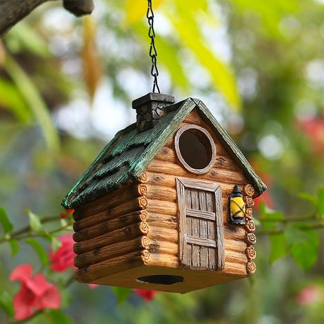 Maison Pour Oiseaux - En Résine - Résistante Aux Intempéries - Pour Jardin Extérieur Ou Balcon - 18 x 15 cm - Brun - 1 Pièce (1/5)