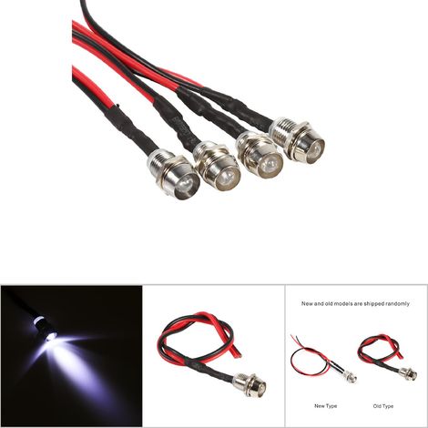 4 Pcs Feux de Tableau de Bord LED 12V 8mm Blanc pour Voiture et Fourgon (1/5)
