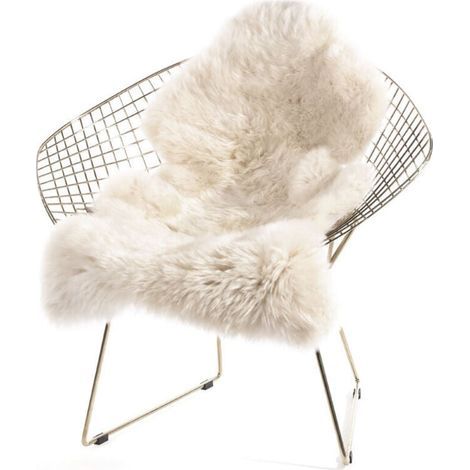 Tapis en Peau de mouton , Tapis en Fausse Fourrure, Tapis pour salon ou siège, Fourrure de polis, 60x90cm, Blanc (1/4)
