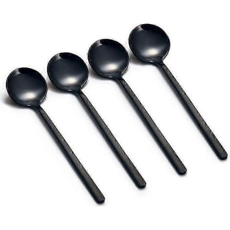 Ensemble de 8 mini cuillères à expresso, 13,5 cm, manche en acier inoxydable noir mat dépoli, AZW (1/5)