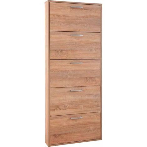Scarpiera Salvaspazio 5 Ante 15 Paia 65x15x164 cm in Truciolare Nobilitato Rovere Sonoma (1/5)
