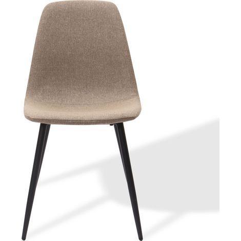 CHICFURN Juego de 2 sillas de comedor minimalistas de tela y metal marrón caqui oscuro (1/5)