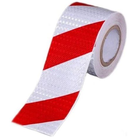 Ruban de Signalisation Rouge et Blanc Bande Reflechissante Autocollante Avertissement De La Circulation Nuit De Autocollant Reflechissant Voiture Marquage Sol,5cm x 25m (1/4)
