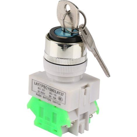 Interrupteur de Verrouillage en Metal, Commutateur Rotatif à Clé à 3 Positions avec 2 Clés Interrupteur de Verrouillage LAY37-20Y/31 220V 5A,Trou de Montage 22 mm (1/5)