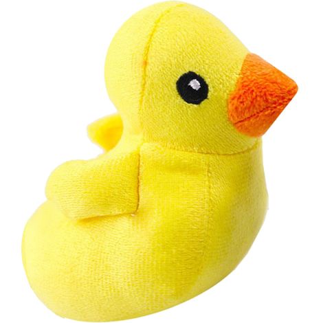 Jouet à mâcher interactif pour chiot en peluche couinante en forme de petit canard jaune, résistant aux morsures et idéal pour soulager l'ennui. (1/4)