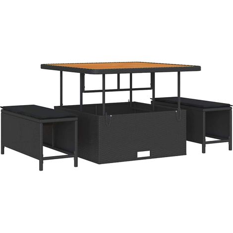 Maison Exclusive - Garten Essgruppe Schwarz Poly-Rattan