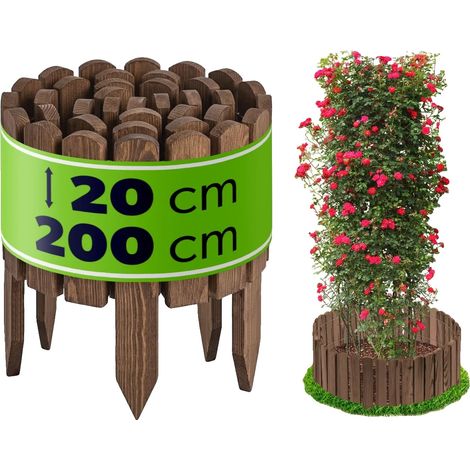 Valla de jardín, madera resistente a la intemperie, fácil instalación, marrón. (1/5)