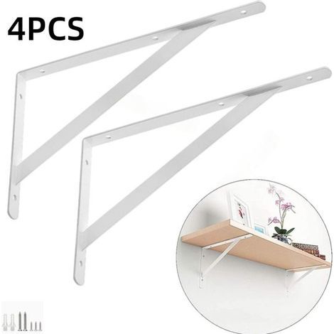 4-Piece Set - Shelf Brackets - Storage Racks - Metal Brackets - Bookshelf Support Frames - Shelf Support Frames - Suitable for bookshelves, cabinets, furniture shelves, and mounting shelves - White - (1/5)