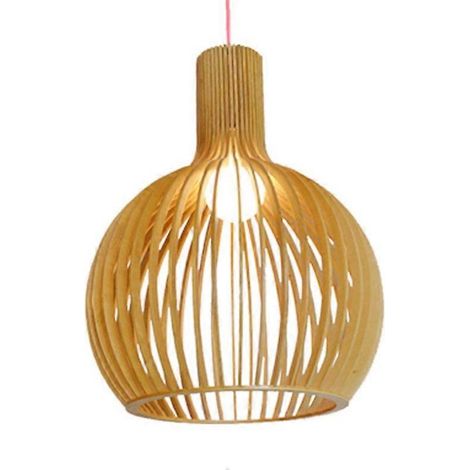 Suspension moderne en bois 2025 pour la décoration du salon, lampe suspendue noire, lustre en bois, luminaires (1/3)