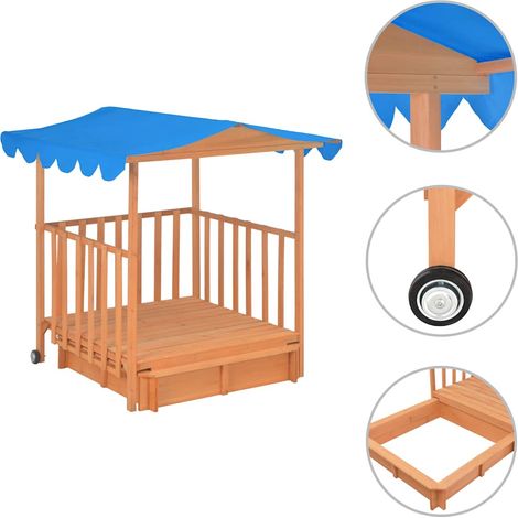 Maison de jeu d'enfants et bac à sable Bois de sapin Bleu UV50