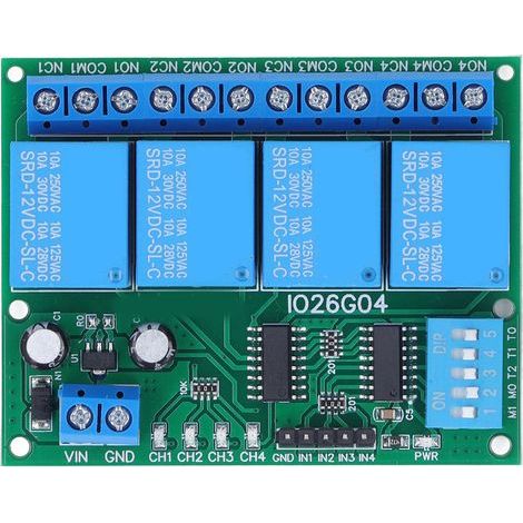Module de relais, panneau de commande à 4 canaux, contrôleur de commutateur, accessoire DC 12V pour l'électronique (1/5)