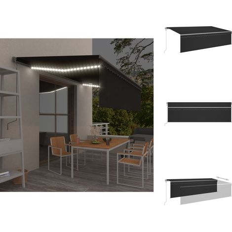 The Living Store Markise Automatisch mit Rollo LED Windsensor 5x3m Anthrazit - Markise mit Windsensor (1/5)