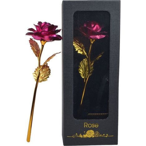 Rose Artificielle - Diamètre 8 cm - Hauteur 25 cm - Base Incluse - Fleur Décorative Intérieure - 1 Pièce (1/2)