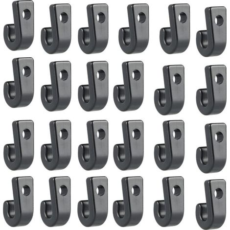 50Pcs Kayak J Crochets en Nylon Noir, Crochets d'Arrimage Kayaks en Plastique Durable, Crochets en Forme De J Pour Kayak Bungee Cordon Canoës Bateaux Paddle Board Yacht Canots Barque (1/5)
