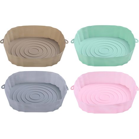Lot de 4 pots en silicone pour friteuse à air, doublures rondes en silicone antiadhésives et adaptées au contact alimentaire, accessoires pour panier de friteuse à air (1/5)