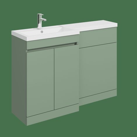 Balterley Tean 1200mm Floor Standing Compact Unit with Left Hand Polymarble Basin - Green