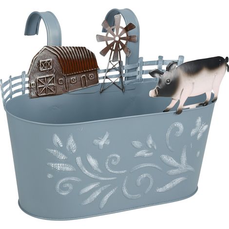 Cache-pot en métal RANCH avec motif d'animaux de ferme, 34 cm (1/3)