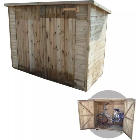armadio ripostiglio da esterno in legno 212x100x140/158 cm (1/4)