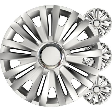 Juego de 4 tapacubos para coche, color plata real, 15 pulgadas, con caja. (1/4)