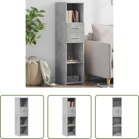 Rangement bois d'ingénierie -  Buffet haut gris béton 30x42,5x124 cm bois d'ingénierie (1/5)