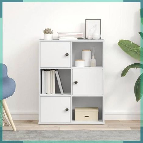 Bibliothèque - 860382 - blanc - bois d'ingénierie - 60 x 24 x 76,5 cm (1/5)